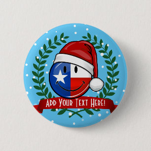Kerststijl glimlachen Texas Flag Ronde Button 5,7 Cm
