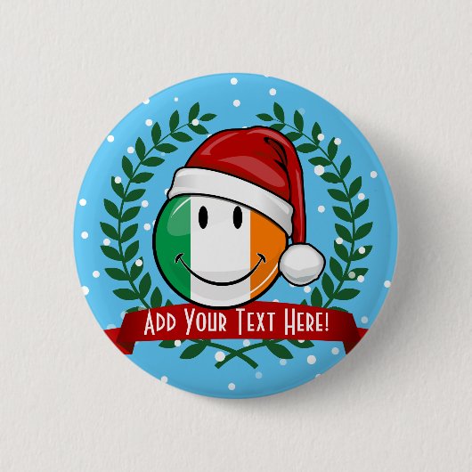 kerststijl glimlachend Ierse vlag Ronde Button 5,7 Cm (Voorkant)