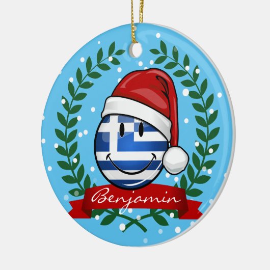 Kerststijl Griekse vlag Keramisch Ornament (Links)