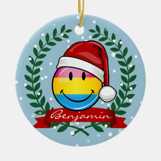 kerststijl Pansexual Pride Flag. Keramisch Ornament (Voorkant)