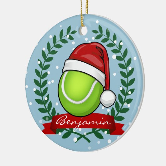 kerststijl Tennis-bal Keramisch Ornament (Links)