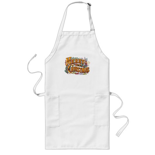 Kerststijl vrolijk kerstfeest groet lang schort (Voorkant)