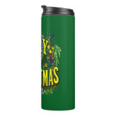 Kerststijl vrolijk kerstfeest groet thermosbeker (Geroteerd rechts)