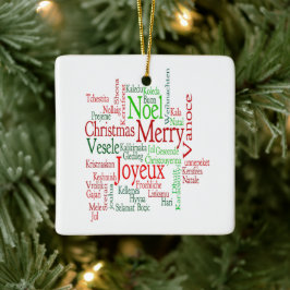 Kerststijl Vrolijk Kerstmis Vertaling Woord Keramisch Ornament
