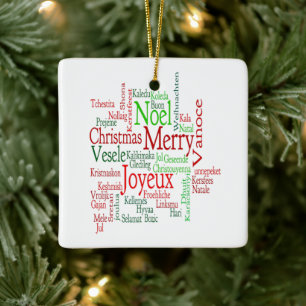 Kerststijl Vrolijk Kerstmis Vertaling Woord Keramisch Ornament