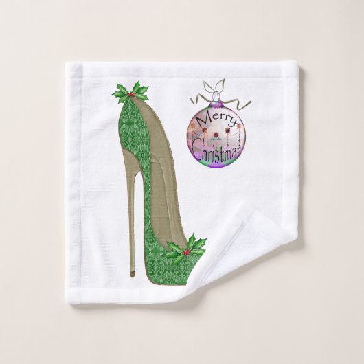 KerstStiletto en Bauble Bathroom Towel set Bad Handdoek (Wasdoekje)