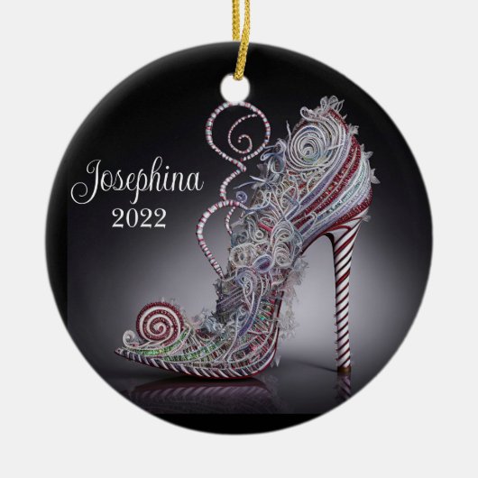 KerstStiletto-hiel Keramisch Ornament (Voorkant)