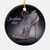 KerstStiletto-hiel Keramisch Ornament (Achterkant)