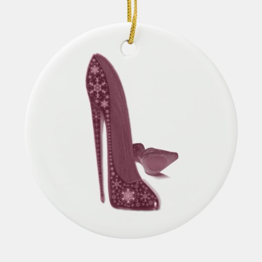 kerstStiletto-hoge-hiel-schildkunst Keramisch Ornament (Voorkant)