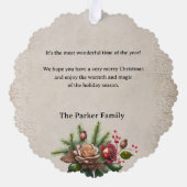 Kerststilleven met pioenen, Holly & Pine Ornament Kaart (Achterkant)