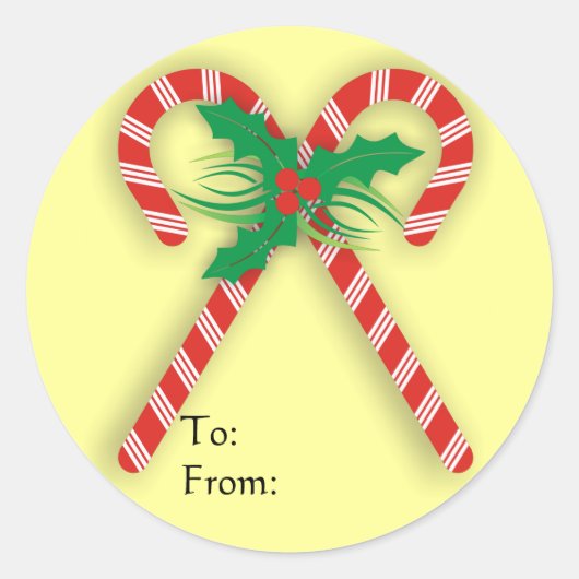 Kerststok Cadeautagesticker Ronde Sticker (Voorkant)