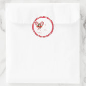 Kerststok cadeautags ronde sticker (Tas)
