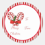 Kerststok cadeautags ronde sticker (Voorkant)
