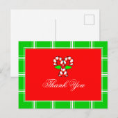 Kerststok Dank Je Rood & Groen Kerstmis Feestdagenkaart (Voorkant / Achterkant)