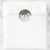 Kerststok, Dennenboom Vakantie Ronde Sticker (Tas)