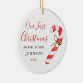 Kerststok Eerste Kerstmis Als Meneer en Mevrouw Ni Keramisch Ornament (Rechts)