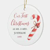 Kerststok Eerste Kerstmis Als Meneer en Mevrouw Ni Keramisch Ornament (Links)