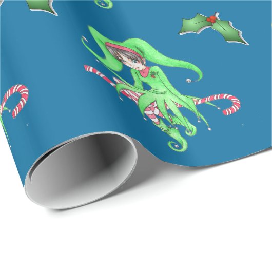 Kerststok Elf Inpakpapier (Rol Hoek)