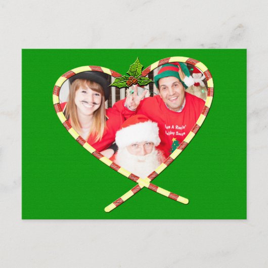 Kerststok Hart Je Foto Briefkaart (Voorkant)