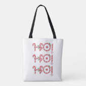 Kerststok Ho! Ho! Ho! Mooïg Kerstmis Tote Bag (Achterkant)