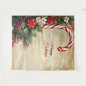 Kerststok Holiday Backdrop Wandkleed (Voorkant (horizontaal))