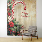 Kerststok Holiday Backdrop Wandkleed (In situ)