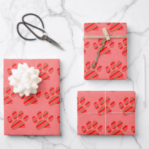 Kerststok Hond Poot Patroon Oude Papierprint Inpakpapier Vel