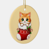 Kerststok Katten Keramiek Ornament (Rechts)