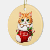 Kerststok Katten Keramiek Ornament (Links)