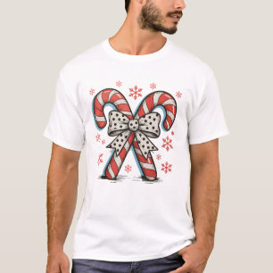 Kerststok Kerstseizoen Boog Xmas Vakantie T-shirt