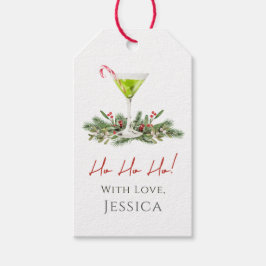 Kerststok Martini en Mistseltoe Kerstcadeautag Cadeaulabel