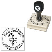 Kerststok Met Een Strik Prettig Kerstfeest Rubberstempel (Gestempeld)