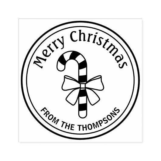 Kerststok Met Een Strik Prettig Kerstfeest Rubberstempel (Afrduk)
