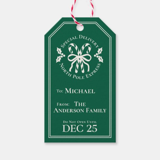 Kerststok Noordpool Express Speciale Levering Cadeaulabel (Voorkant)