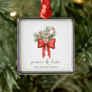 Kerststok Oud en Eenvoudig Boog Vrede Liefde relig Metalen Ornament
