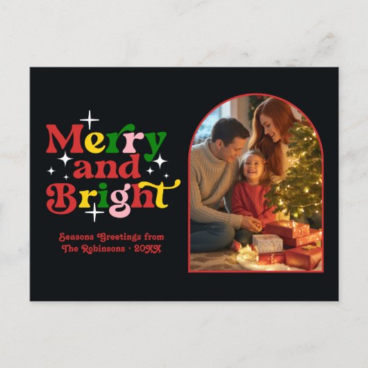 Kerststok Pop Merry and Bright Retro Kerstmis Feestdagenkaart (Voorkant)