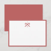 Kerststok Rode Aangepaste Initiële Notitiekaart (Voorkant / Achterkant)