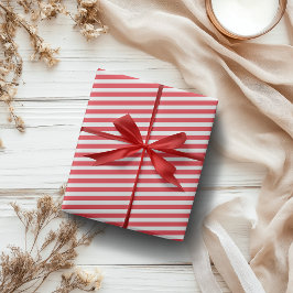 Kerststok Rode en Witte Eenvoudige Horizontale Ges Cadeaupapier