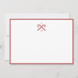 Kerststok Rode Op Maat Gemaakte Initiele Briefkaar Bedankkaart