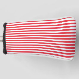 Kerststok rood en wit eenvoudig horizontaal gestre golfheadcover