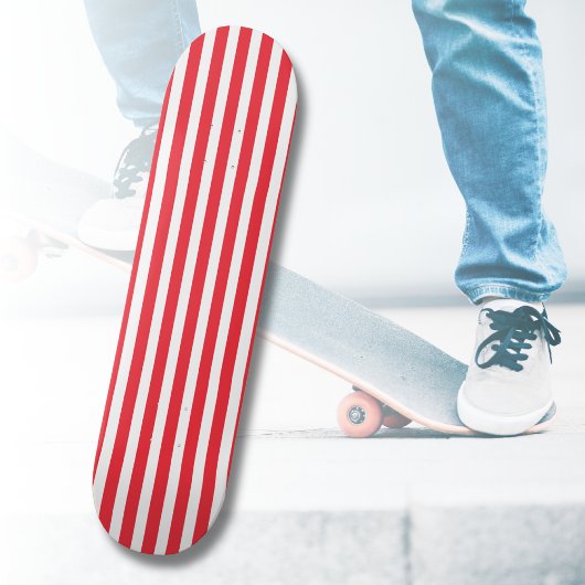 Kerststok rood en wit eenvoudig horizontaal gestre persoonlijk skateboard