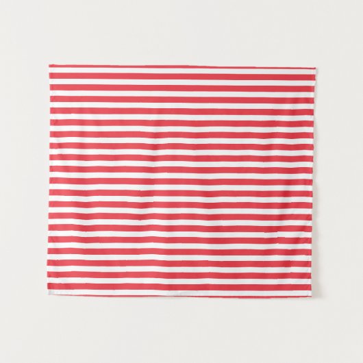 Kerststok rood en wit eenvoudig horizontaal gestre wandkleed (Voorkant (horizontaal))