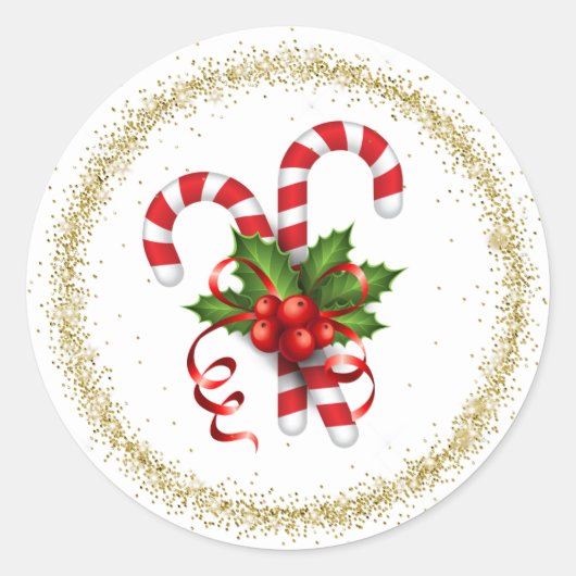 Kerststok Stickerstrips Ronde Sticker (Voorkant)