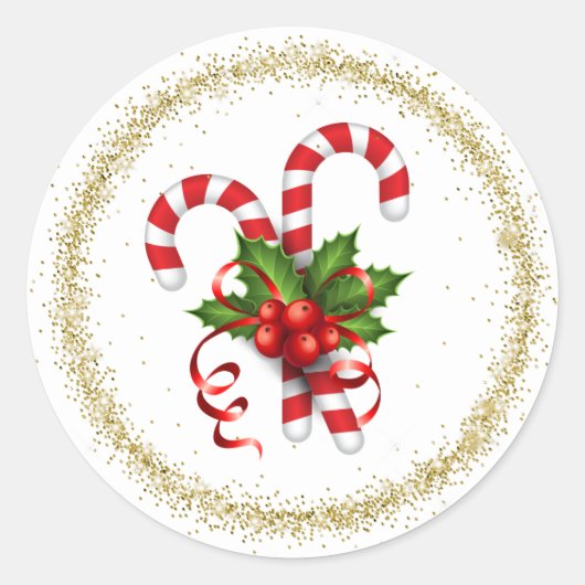 Kerststok Stickerstrips Ronde Sticker (Voorkant)