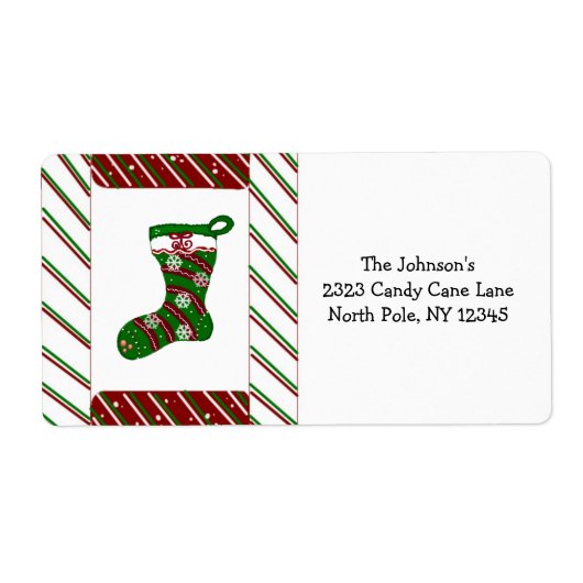 Kerststok Strepen en Kerst Sock Etiket (Voorkant)