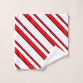 Kerststok Strepen, pepermunt rood en wit Bad Handdoek (Wasdoekje)