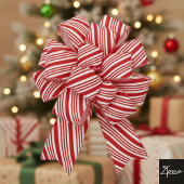 Kerststok Strepen Rode Strik Feestelijk Kerstmis Grosgrain Lint