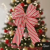 Kerststok Strepen Rode Strik Feestelijk Kerstmis Grosgrain Lint