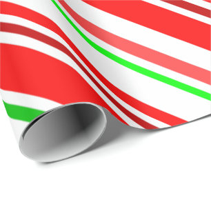 Kerststok Strepen Rood Wit Groen Festief Cadeaupapier