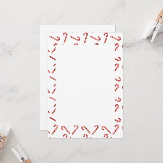 Kerststok Tekeningen In Rood Groen Wit Uitnodiging (Voorkant / Achterkant in situ)